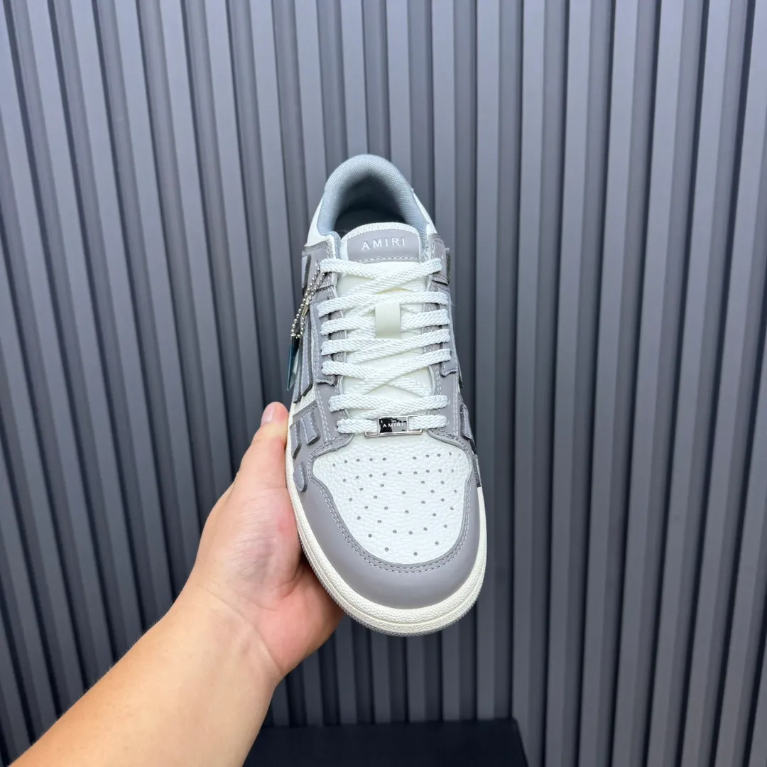 Men's men's shoes 💰600 AMIRI high street sneakers with bone sports shoes, toe layer cowhide upper, upper side bones, hand-stitched, good three-dimensional effect, customized metal LOGO, size 38-45 46
